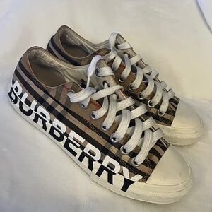 Burberry Beige and Black Patterned Sneakers size 38